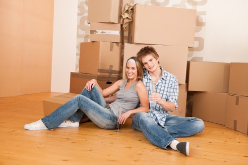 Business equipment and office furniture prepared for a move in Wimbledon