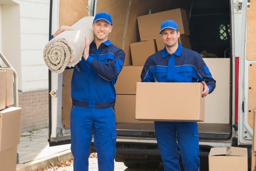 Moving team preparing items safely during a man and van service